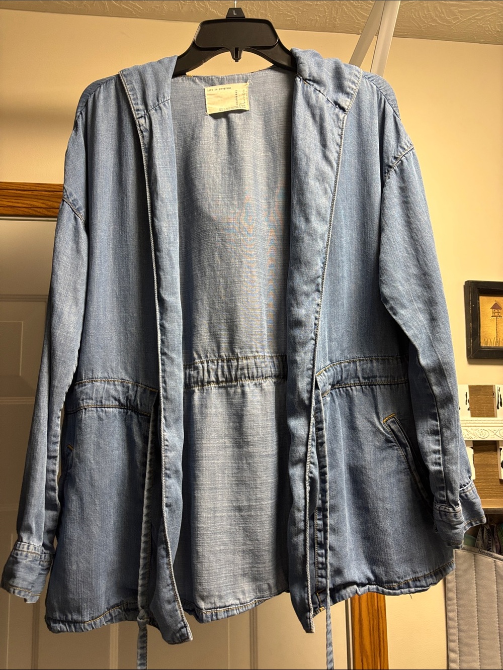 life in progress Light Wash Hooded Denim Jacket